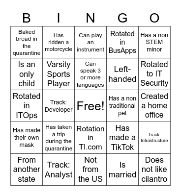 Get to Know the NCGs Bingo Card