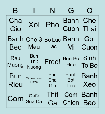 Cooking With VSA Bingo Card