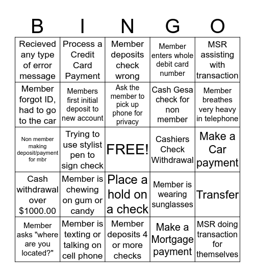 PTM Teller Bingo Card