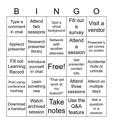 MLA Bingo at FRL Bingo Card