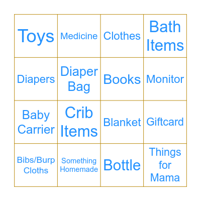 Baby Gift Bingo Card