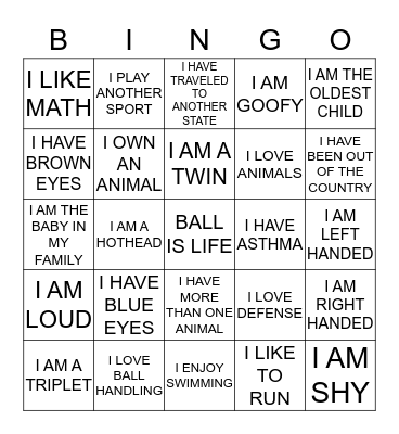 Team Bingo Card