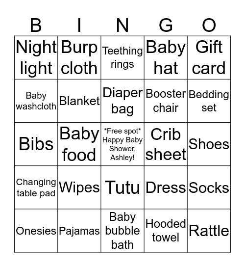 Baby Shower Bingo! Bingo Card