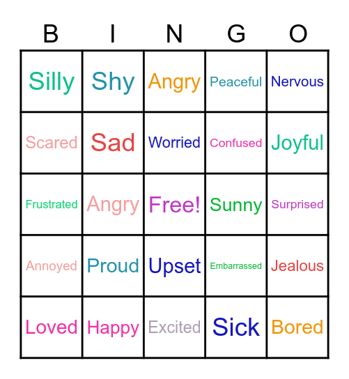 FEELINGS BINGO Card