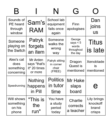 gnag gang bingo Card