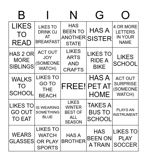 SIBSHOPS Bingo Card