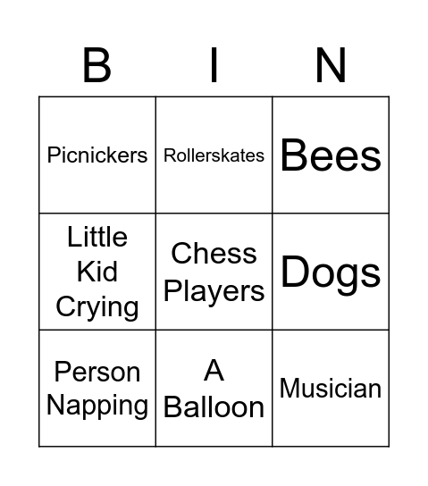 Ord Bingo Card