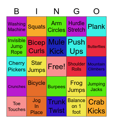 Fitness Bingo Card