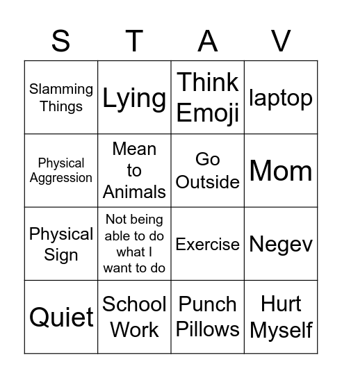 Stav's Bingo Card