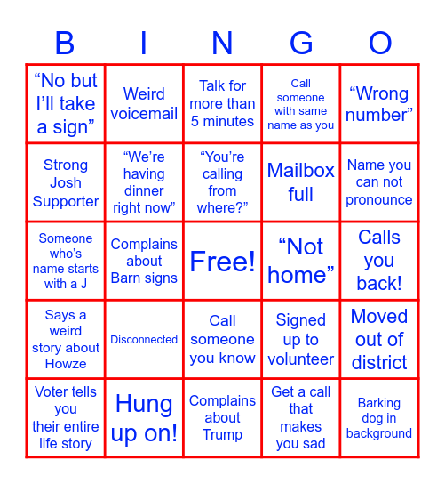 Josh Harder Bingo Card