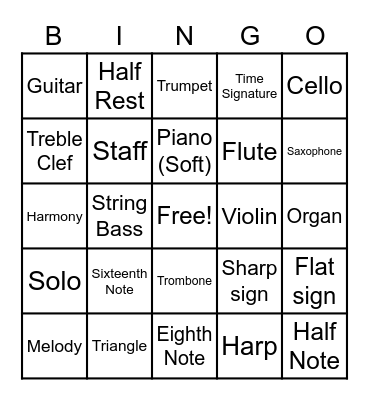 MUSIC BINGO!! Bingo Card