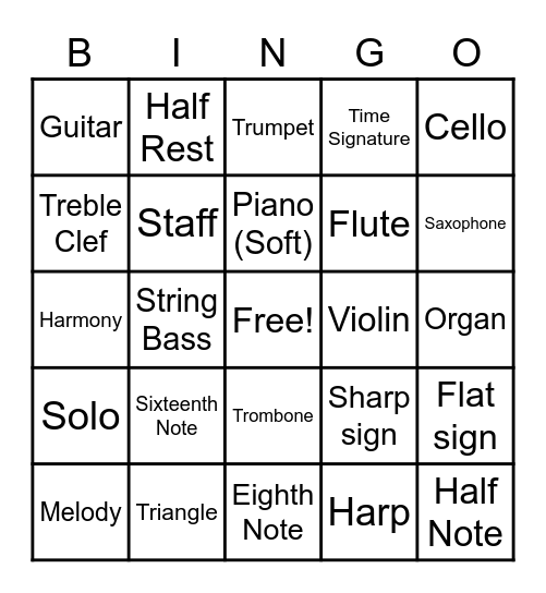 MUSIC BINGO!! Bingo Card