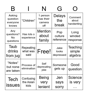 Physics Bingo Card