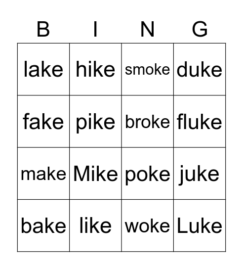 Lesson 18 Bingo Card