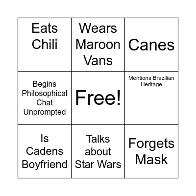 Andrew Bingo Card