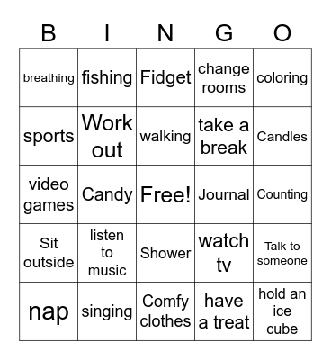 Coping Skill Bingo Card