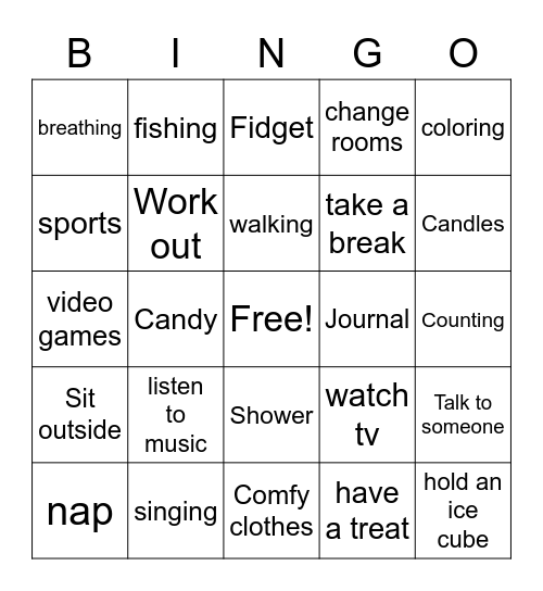 Coping Skill Bingo Card