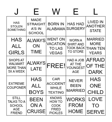 I DID NOT KNOW THAT!! Bingo Card