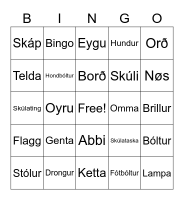 Navnorð Bingo Card
