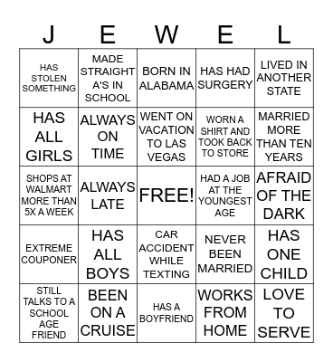 I DID NOT KNOW THAT!! Bingo Card