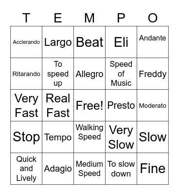 Tempo Bingo Card