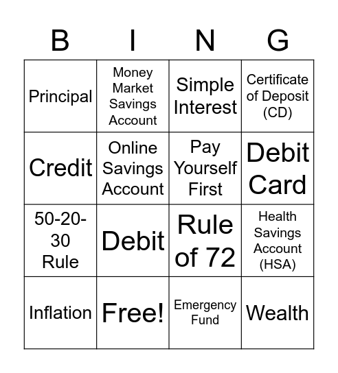 NGPF-Savings Bingo Card
