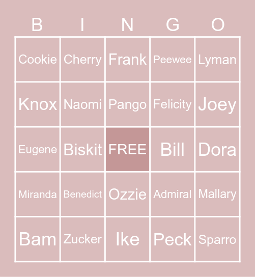 Villager Hunting Bingo Card