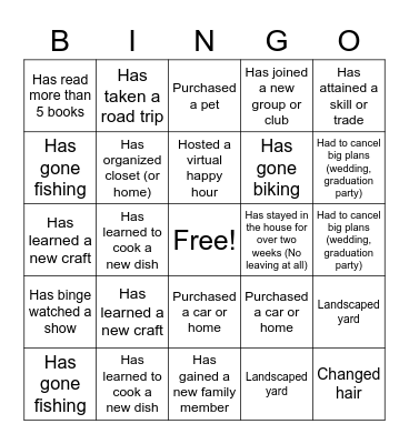 Allyn Quarantine Bingo Card