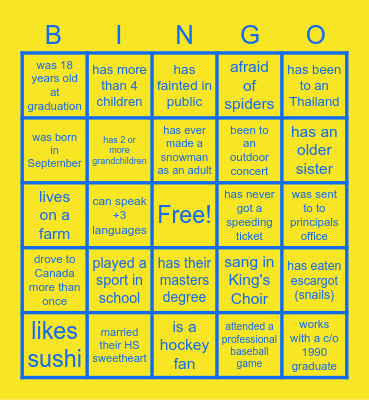 KINGO Bingo Card