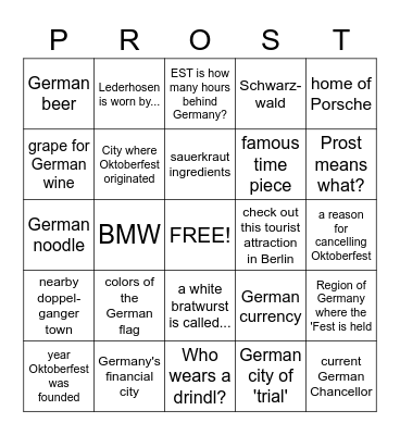 Oktoberfest Bingo  Bingo Card