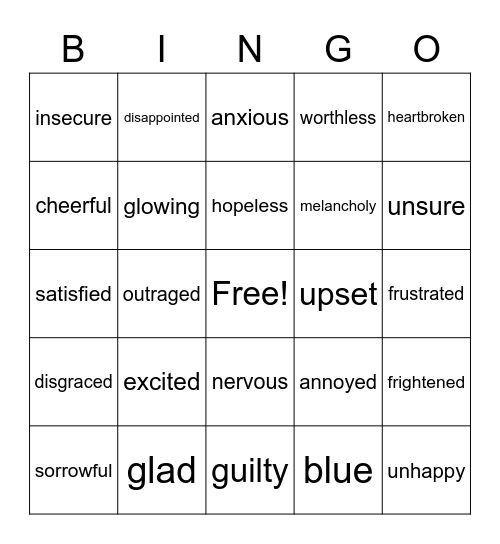 Emotional Intelligence Bingo Card