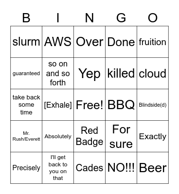 Sean's Bingo (Ian) Bingo Card