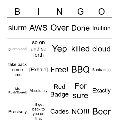 Sean's Bingo (Ian) Bingo Card