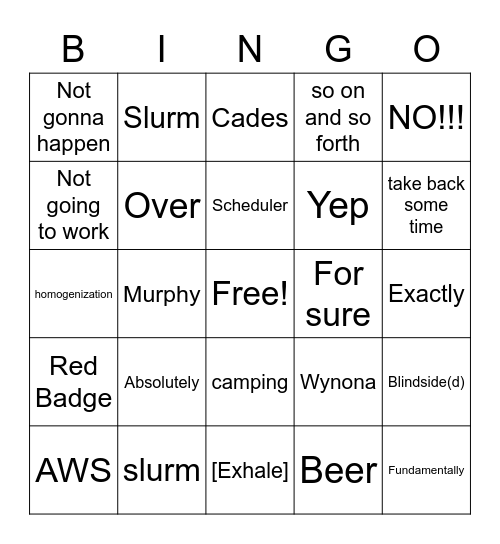 Sean's Bingo (James) Bingo Card