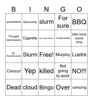 Sean's Bingo (Suzanne) Bingo Card
