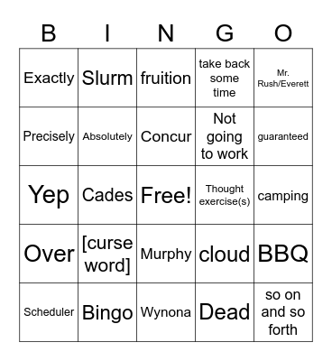 Sean's Bingo (Brett) Bingo Card