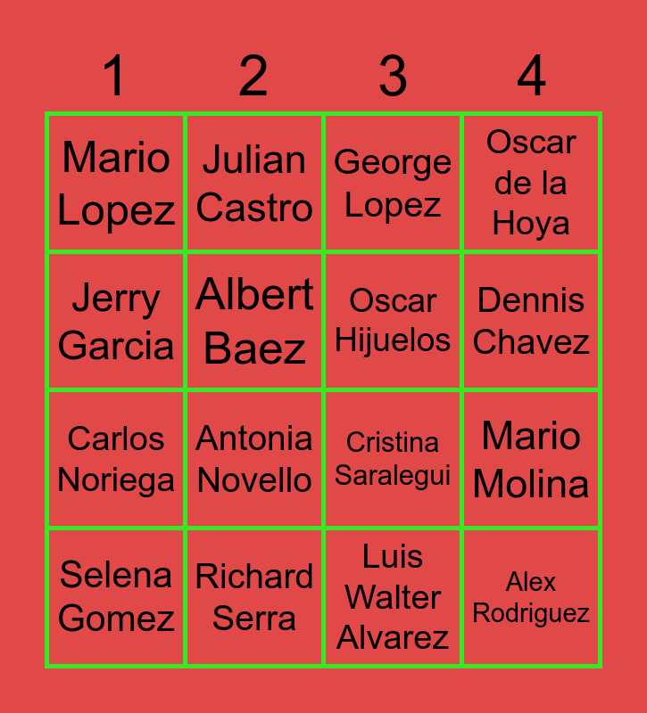 Mes de La Herencia Hispana Bingo Card