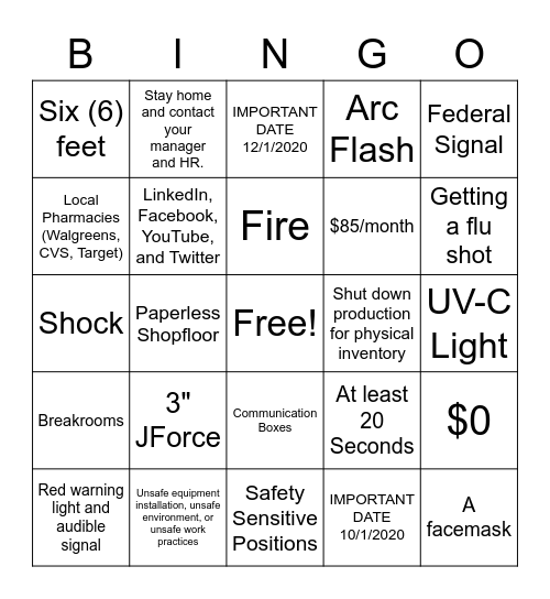Jetstream BINGO Card