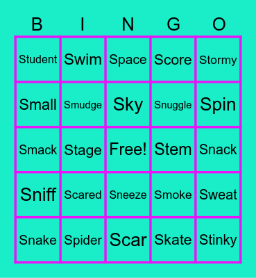 S Blends Bingo Card