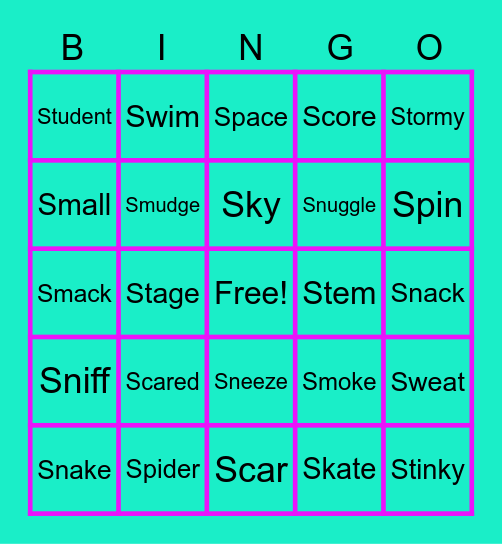 S Blends Bingo Card