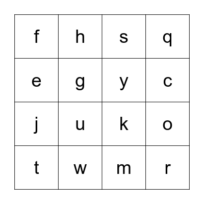 Alphabet Bingo Card