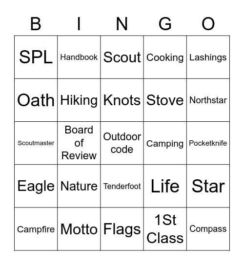 BOY SCOUT Bingo Card