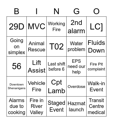 3 Platoon Dispatch Bingo Card