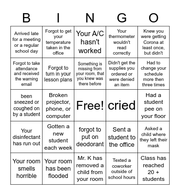 2020 Coronacoaster BINGO Card