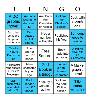 TEEN BOOK BINGO Card