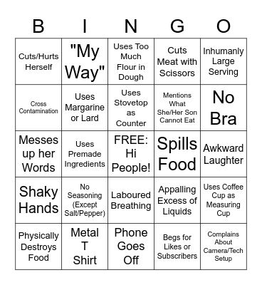 Kay's Cooking Bingo Card