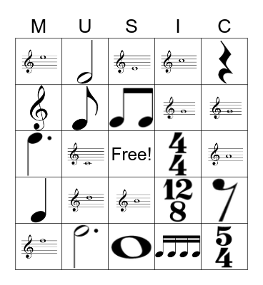 Rhythm and Notes Bingo Card