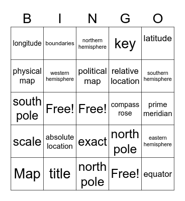 Geography Bingo Card