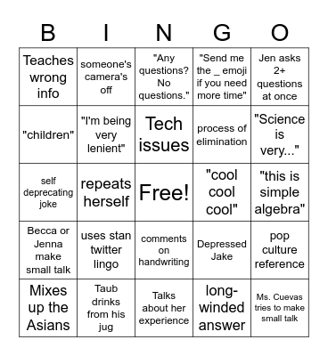 Physics Bingo Card