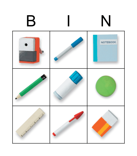 Stationery Bingo Card